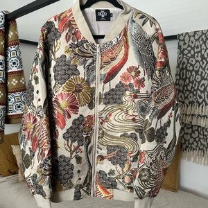 Embroidered Asian-inspired bomber jacket